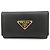 PRADA Triangle Logo Saffiano Leather 6 Rings Key Case Black 1M0222