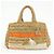 Borsa 2Way PRADA Canapa Triangle Logo Tricot Raffia Camel Orange 1BG153 - vista 2