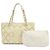 CHANEL COCO Mark Lackleder Schultertasche mit Perforation und Kette Ivory