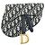 Borsa Saddle Christian Dior Oblique Jacquard e Pelle Borsa a Vita Blu Navy