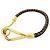 Hermès HERMES Jumbo Choker Bracciale in Pelle e Metallo Marrone Nero Oro