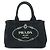 PRADA Borsa a mano 2Way Mini Canvas in Canapa con logo Triangle Nera 1BG439
