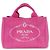 PRADA Mini borsa tote in canapa con logo triangolare Rosa BN2439