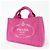 PRADA Mini borsa tote in canapa con logo triangolare Rosa BN2439 - vista 3