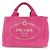 Borsa tote mini PRADA Triangle Logo Canapa Canvas Rosa BN2439