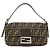FENDI Mamma Baguette Zucca Canvas Leather Shoulder Bag Brown 26424