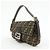 FENDI Mamma Baguette Zucca Canvas Leather Shoulder Bag Brown 26424 - vista 3