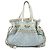 Céline Borsa a mano CELINE Macadam Canvas Leather Raffia Light Blue White