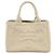 PRADA Canapa Triangle Logo Canvas 2Way Hand Bag Shoulder Bag Beige