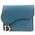 Billetera compacta tri-fold de piel Saddle Christian Dior Azul