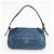 FENDI Mamma Baguette Borsa a tracolla in pelle e denim Blu 26424 - vista 2