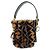 FENDI Zucca Mon Tresor Mouton Leather 2Way Hand Bag Brown Black 8BS010