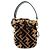 FENDI Zucca Mon Tresor Mouton Leather 2Way Hand Bag Brown Black 8BS010 - vista 2