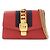 GUCCI Sylvie Sherry Mini Borsa a Tracolla in Pelle con Catena Rosso e Blu Navy 494646