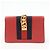 GUCCI Sylvie Sherry Mini Borsa a Tracolla in Pelle con Catena Rosso e Blu Navy 494646 - vista 2