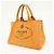 Borsa Tote PRADA Canapa Triangle Logo Canvas Arancione 1BG642 - vista 3