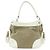 Borsa a spalla PRADA in nylon jacquard con logo triangolare e pelle Beige Ivory