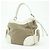 Borsa a spalla PRADA in nylon jacquard con logo triangolare e pelle Beige Ivory - vista 3