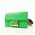 Borsa a spalla Fendi Flat Baguette in pelle Verde Marrone 8BS039 - vista 3