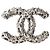 Chanel Silberne strukturierte CC-Brosche mit Openwork-Design