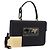 PRADA Hand Bag Satin Black Gold Tone