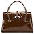 Miu Miu Borsa a mano in pelle verniciata marrone