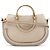 Chloé Bolsa 2-Way em couro bege com alça dourada