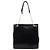 Prada Borsa Tote in nylon e pelle di vitello nera con catena