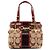 Coach 12466 Borsa Tote Hamptons in pitone beige e bordeaux