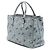 Prada Borsa Satchel Galleria Floral Print Double Zip Medium in Saffiano Grigio - vista 2