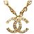Collana con pendente Chanel Gold CC placcata in oro e strass - vista 2