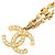 Collana con pendente Chanel Gold CC placcata in oro e strass - vista 4