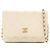 Portafoglio Chanel White CC Quilted Lambskin Wallet On Chain