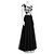Vera Wang Abendkleid aus schwarzem besticktem Tüll - Ansicht 2