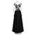 Vera Wang Abendkleid aus schwarzem besticktem Tüll - Ansicht 4