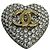 Spilla a cuore con strass Chanel 2020 Argento / Oro Logo CC