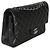 Borsa Chanel Medium Classic Double Flap in lambskin matelassé nera - vista 4
