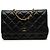 Chanel Wallet On Chain aus schwarzem gestepptem Lammleder CC