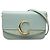 Clutch C con catena Chloé in pelle di vitello e camoscio blu