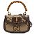 Borsa Gucci Beige Small Jumbo GG Canvas Web Bamboo 1947 con manico superiore