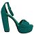 Prada Crystal Embellished Ankle Strap Platform Heels in Green Satin