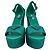 Prada Crystal Embellished Ankle Strap Platform Heels in Green Satin - view 3