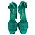 Prada Crystal Embellished Ankle Strap Platform Heels in Green Satin - view 4