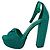 Prada Crystal Embellished Ankle Strap Platform Heels in Green Satin - view 8