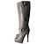 Casadei Botas altas de piel gris con tacón geométrico