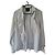 D&G Camisa Riscada Azul Céu com Folhos