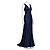 Vera Wang Satin-Abendkleid in Navy Blau - Ansicht 2