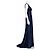 Vera Wang Satin-Abendkleid in Navy Blau - Ansicht 3