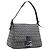 FENDI Zucchino Canvas Mamma Baguette Shoulder Bag Navy Silver 26325