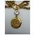 Collana Chanel anni '80 a tripla catena con medaglione e cristalli - vista 2